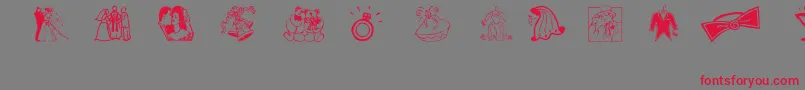 フォントAez Wedding Dings – 赤い文字の灰色の背景