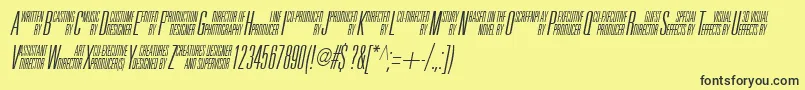 フォントUniAccItalic – 黒い文字の黄色い背景