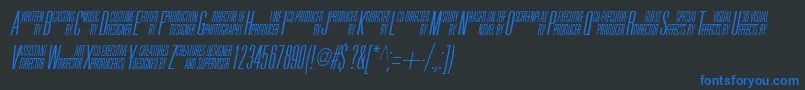 UniAccItalic-Schriftart – Blaue Schriften auf schwarzem Hintergrund