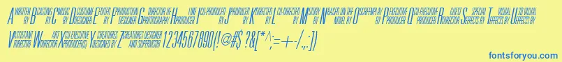 フォントUniAccItalic – 青い文字が黄色の背景にあります。