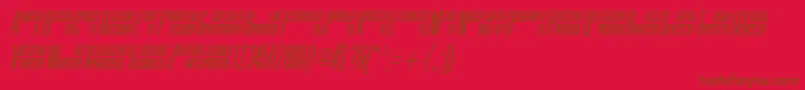 UniAccItalic-Schriftart – Braune Schriften auf rotem Hintergrund