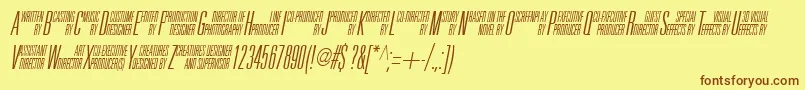 フォントUniAccItalic – 茶色の文字が黄色の背景にあります。
