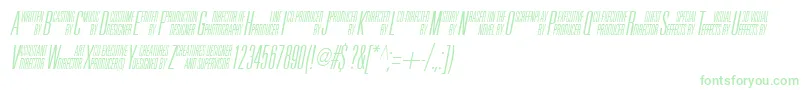 フォントUniAccItalic – 白い背景に緑のフォント