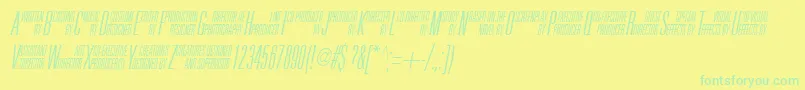 UniAccItalic-fontti – vihreät fontit keltaisella taustalla