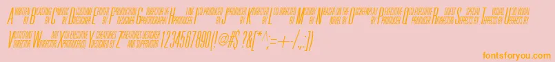 UniAccItalic-fontti – oranssit fontit vaaleanpunaisella taustalla