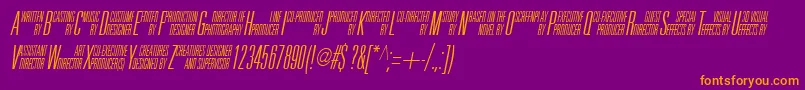 UniAccItalic-fontti – oranssit fontit violetilla taustalla