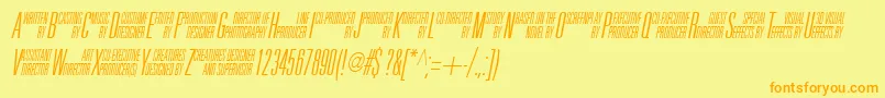 フォントUniAccItalic – オレンジの文字が黄色の背景にあります。