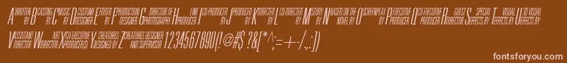 UniAccItalic-fontti – vaaleanpunaiset fontit ruskealla taustalla