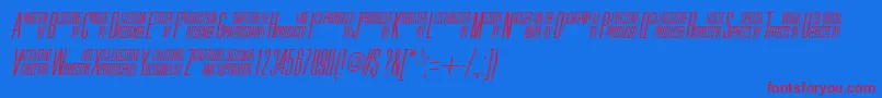 UniAccItalic-fontti – punaiset fontit sinisellä taustalla