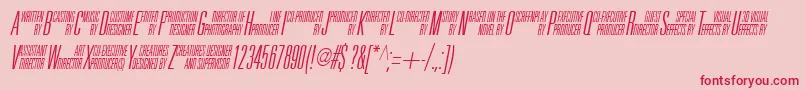 UniAccItalic-fontti – punaiset fontit vaaleanpunaisella taustalla