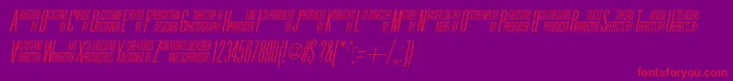UniAccItalic-fontti – punaiset fontit violetilla taustalla