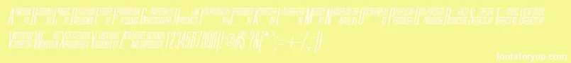 UniAccItalic-fontti – valkoiset fontit keltaisella taustalla