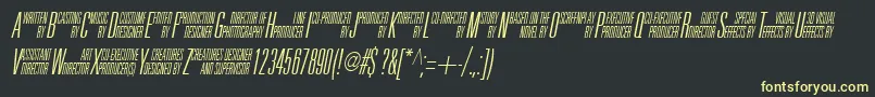UniAccItalic-fontti – keltaiset fontit mustalla taustalla