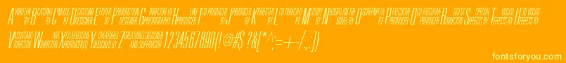 UniAccItalic-fontti – keltaiset fontit oranssilla taustalla