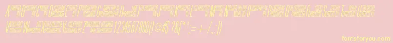 UniAccItalic-fontti – keltaiset fontit vaaleanpunaisella taustalla