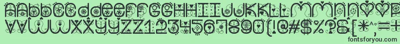 Fonte MyValentineNowSt – fontes pretas em um fundo verde