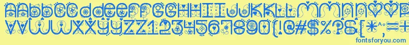 MyValentineNowSt Font – Blue Fonts on Yellow Background
