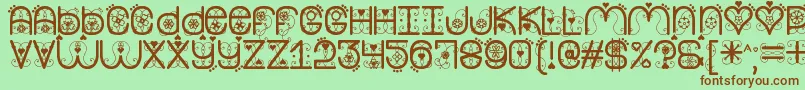 MyValentineNowSt Font – Brown Fonts on Green Background