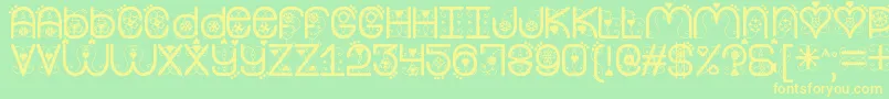 MyValentineNowSt Font – Yellow Fonts on Green Background