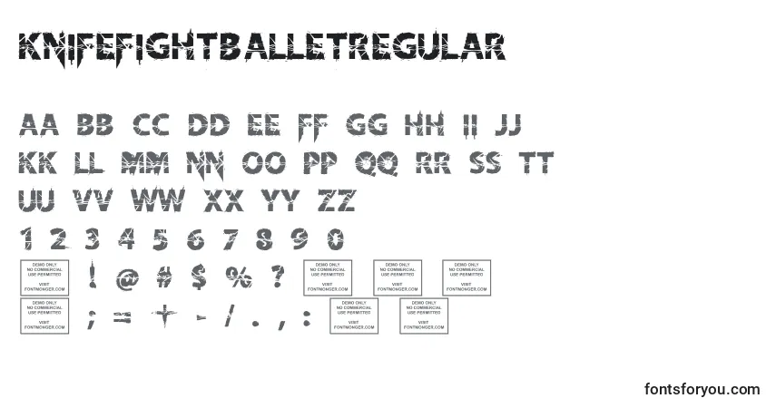 Schriftart KnifefightballetRegular – Alphabet, Zahlen, spezielle Symbole