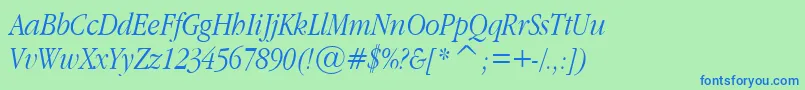 GaramondNarrowItalic Font – Blue Fonts on Green Background