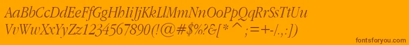 GaramondNarrowItalic-Schriftart – Braune Schriften auf orangefarbenem Hintergrund