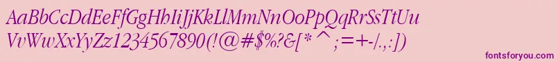 GaramondNarrowItalic-Schriftart – Violette Schriften auf rosa Hintergrund