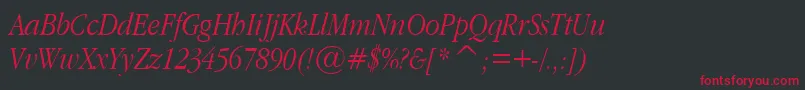 GaramondNarrowItalic Font – Red Fonts on Black Background