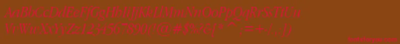 フォントGaramondNarrowItalic – 赤い文字が茶色の背景にあります。