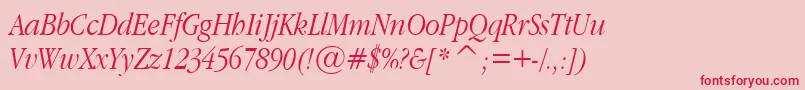 フォントGaramondNarrowItalic – ピンクの背景に赤い文字