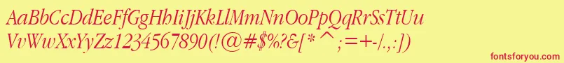 GaramondNarrowItalic Font – Red Fonts on Yellow Background