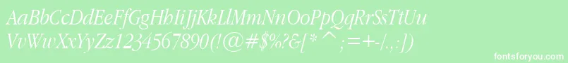 フォントGaramondNarrowItalic – 緑の背景に白い文字