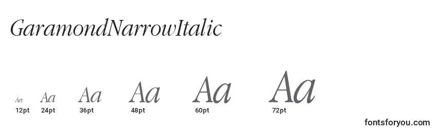 Größen der Schriftart GaramondNarrowItalic