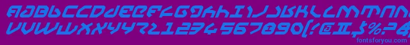 Yahrenv2i-Schriftart – Blaue Schriften auf violettem Hintergrund