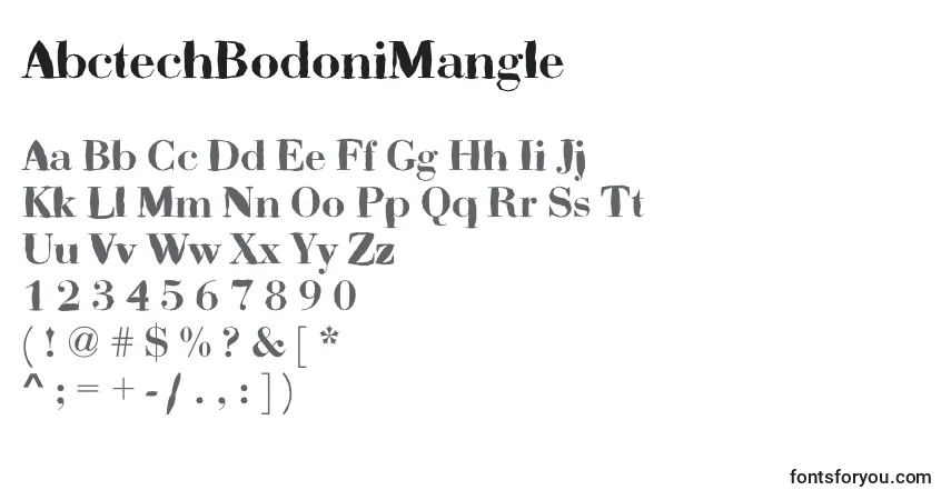 AbctechBodoniMangleフォント–アルファベット、数字、特殊文字