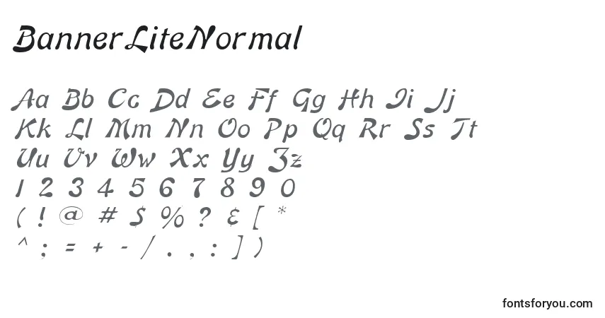Czcionka BannerLiteNormal – alfabet, cyfry, specjalne znaki