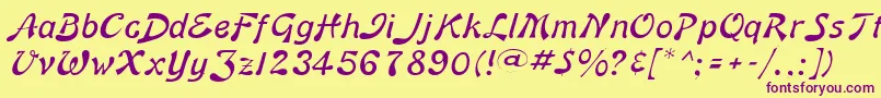 BannerLiteNormal Font – Purple Fonts on Yellow Background