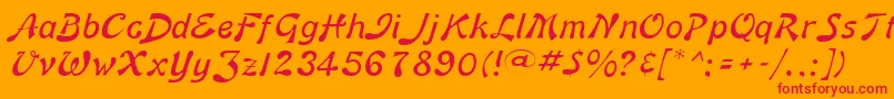 BannerLiteNormal Font – Red Fonts on Orange Background