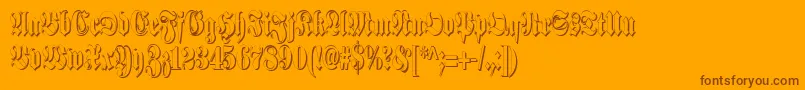 SchmalfetteFrakturSchattiert-Schriftart – Braune Schriften auf orangefarbenem Hintergrund