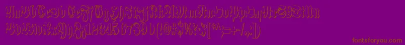 SchmalfetteFrakturSchattiert-Schriftart – Braune Schriften auf violettem Hintergrund