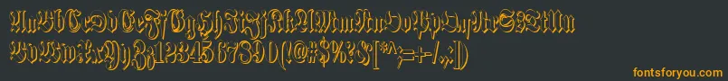 フォントSchmalfetteFrakturSchattiert – 黒い背景にオレンジの文字