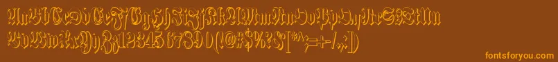 SchmalfetteFrakturSchattiert Font – Orange Fonts on Brown Background