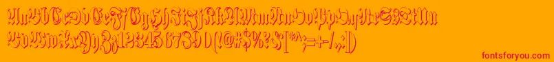 SchmalfetteFrakturSchattiert-Schriftart – Rote Schriften auf orangefarbenem Hintergrund