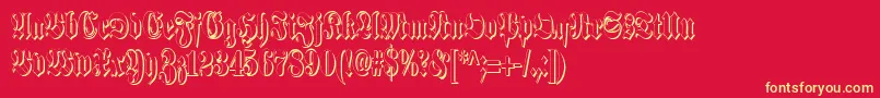 SchmalfetteFrakturSchattiert Font – Yellow Fonts on Red Background