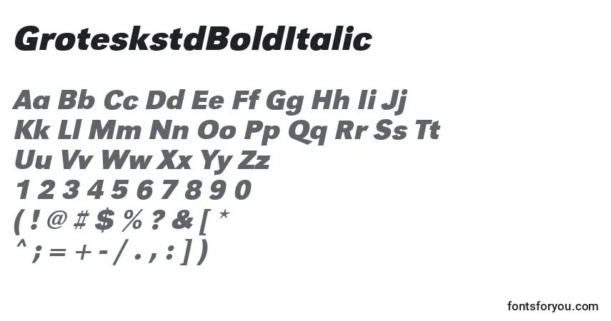 Шрифт GroteskstdBoldItalic – алфавит, цифры, специальные символы
