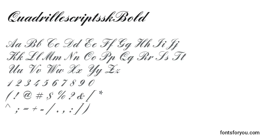 A fonte QuadrillescriptsskBold – alfabeto, números, caracteres especiais