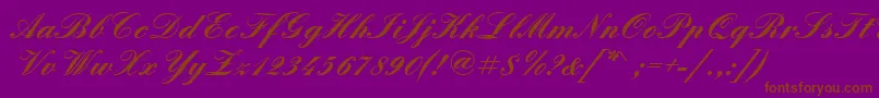 QuadrillescriptsskBold-Schriftart – Braune Schriften auf violettem Hintergrund