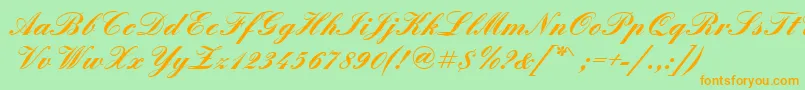 QuadrillescriptsskBold Font – Orange Fonts on Green Background