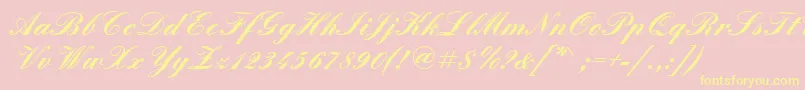 QuadrillescriptsskBold-Schriftart – Gelbe Schriften auf rosa Hintergrund