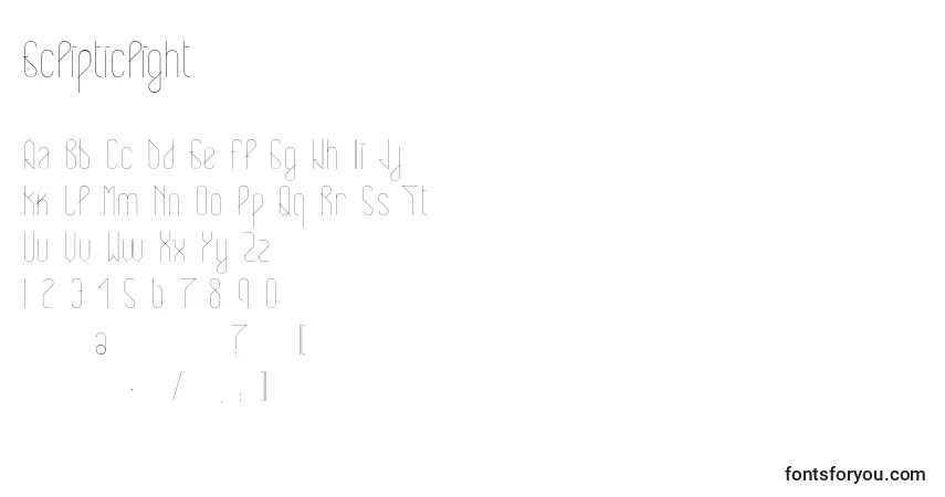 Eclipticlight-fontti – aakkoset, numerot, erikoismerkit